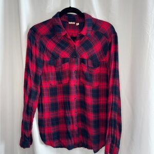 Red and Blue Plaid Button Down Shirt